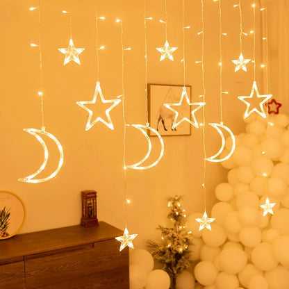 🌙الستار المضيئ لرمضان نجمة ⭐و هلال